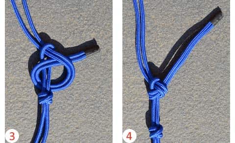 GlucoHorse touwhalster dichtknopen. Stap drie en vier.